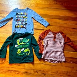 Boys long sleeve tees, train, reptiles